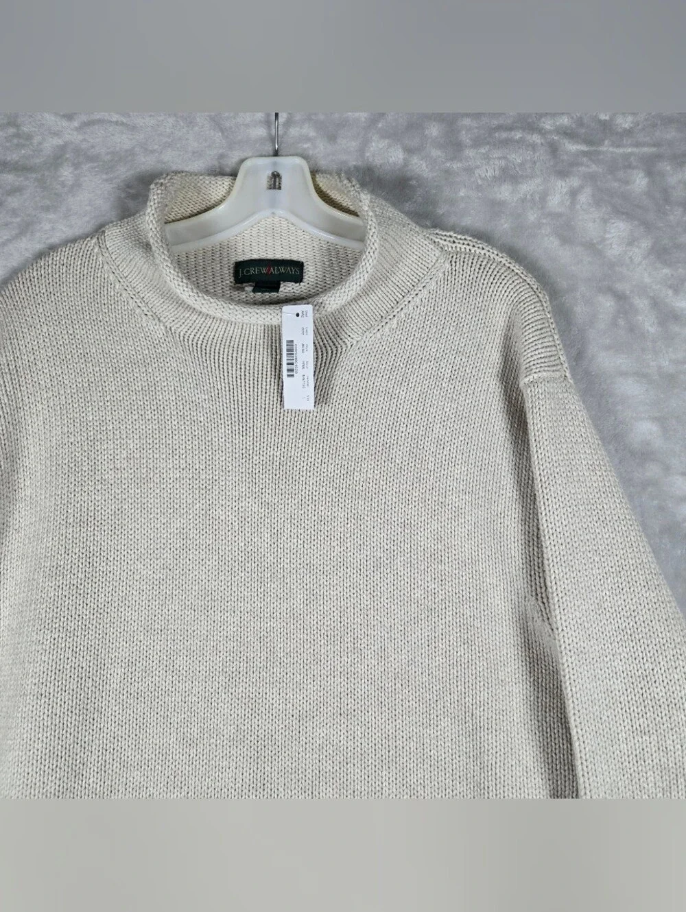 J Crew Always Rollneck Knit Sweater Mens Large Cream Cotton Solid Fisherman NWT